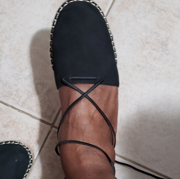 Lace-Up Espadrille Sandal Eileen Fisher Size 11 Black - Picture 4 of 11